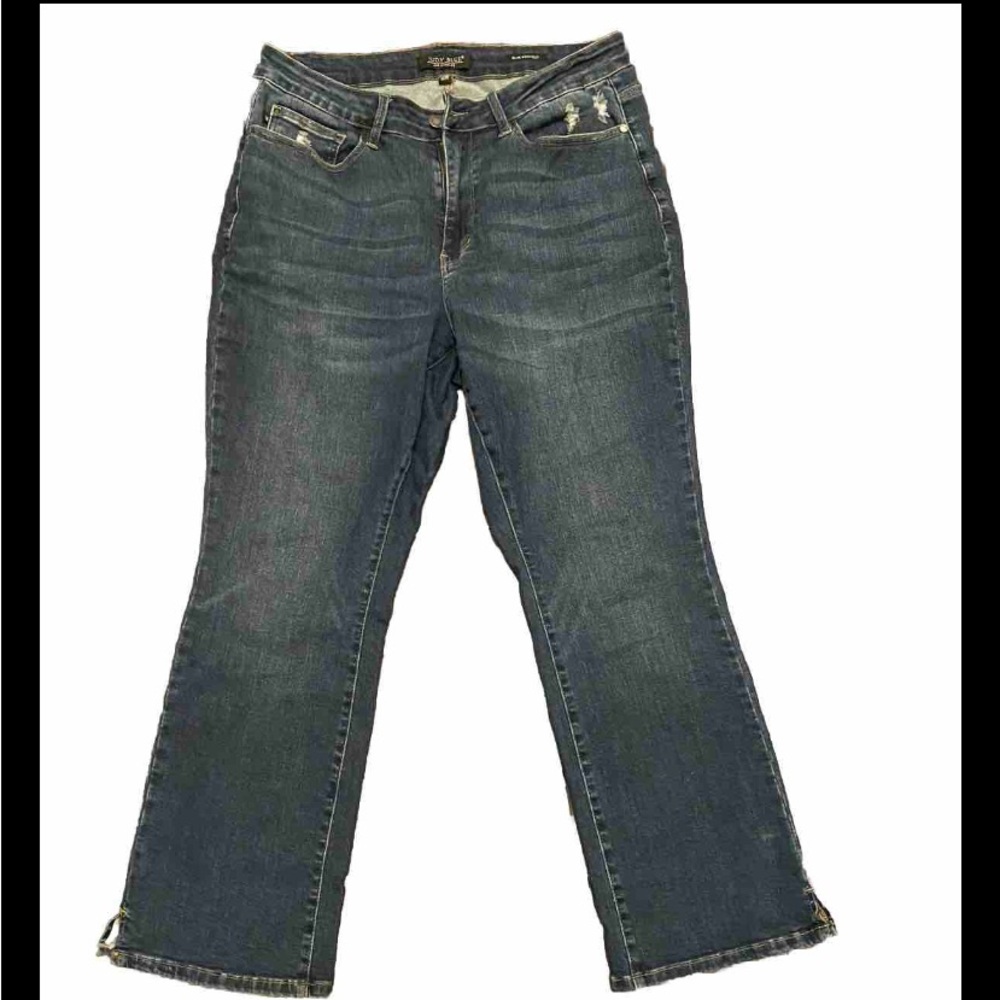 Judy Blue Slim Bootcut Jeans Distressed Denim Cotton Stretch Blue Size 18W NWOT